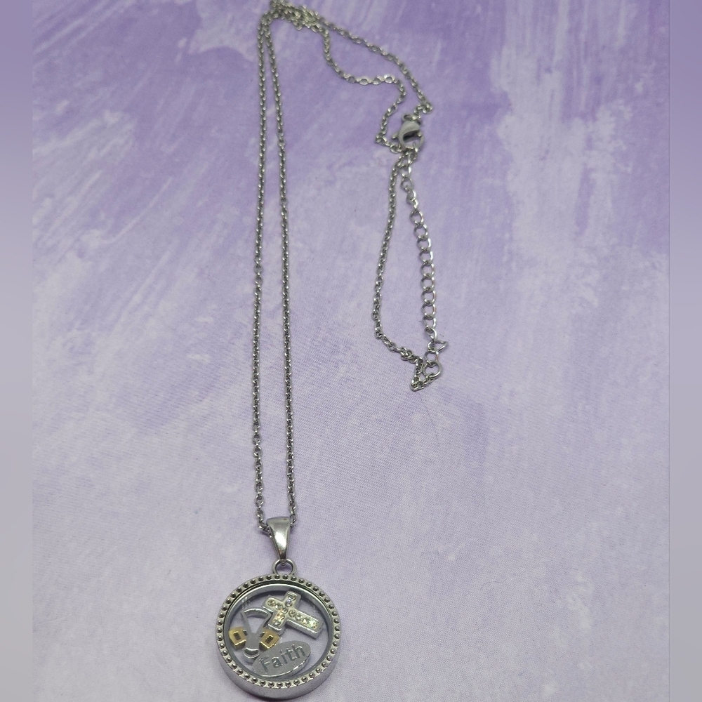 👍5 For $20 Faith Themed Floating Charm Locket Necklace Silver Tone